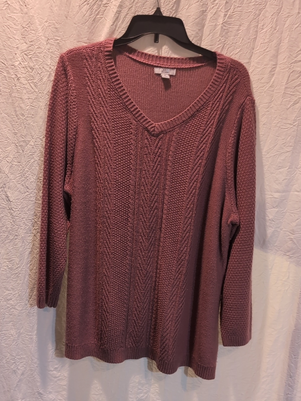 croft & barrow Dusty Rose V-Neck Cable Knit Sweater